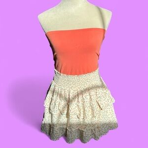 Aerie Orange and Cream Mini Skirt